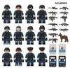 M8008 Blue Swat With Weapons Police Dog Protective Shield 12 Sets Building Block Figurine Toy Compatible