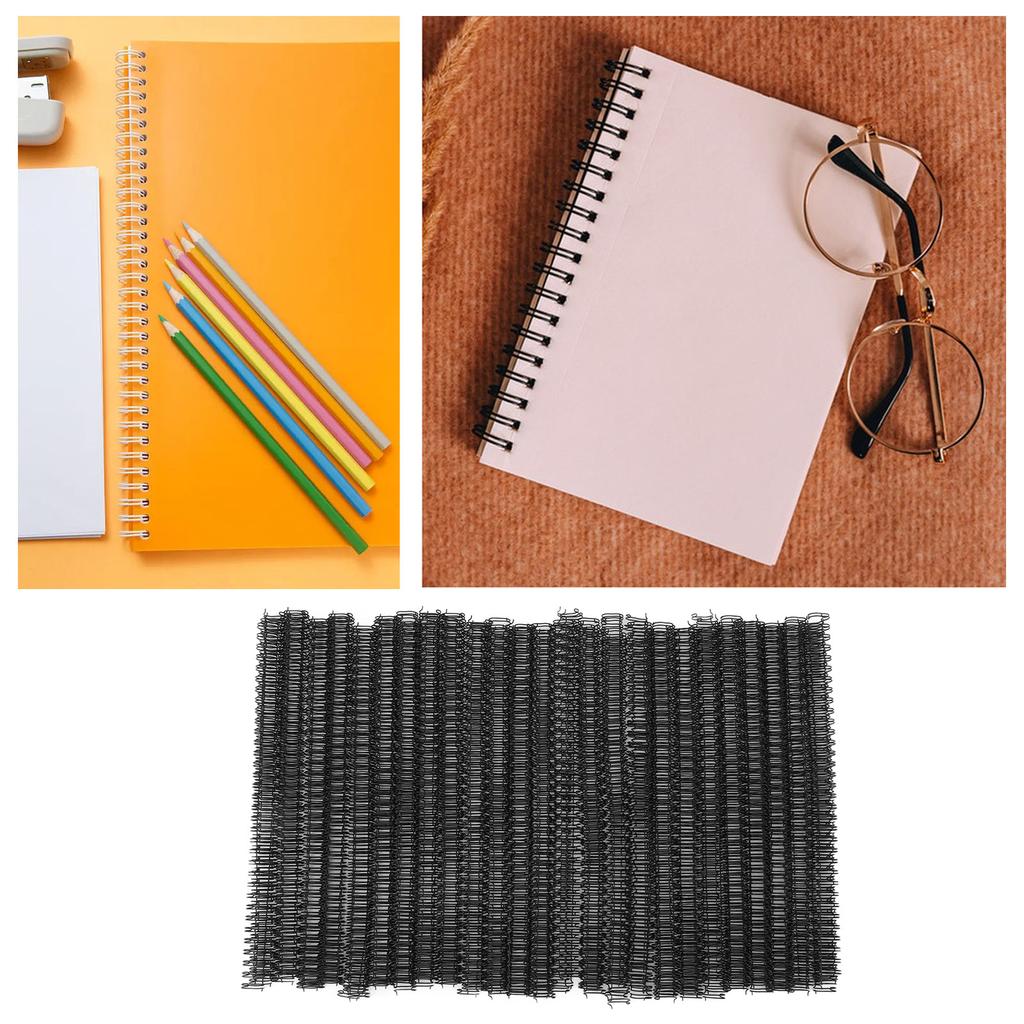 100Pcs Double Wire Binding Spine 60 Sheet Capacity 3:1 Pitch 34 9.5mm Diameter Set Kit for Paper