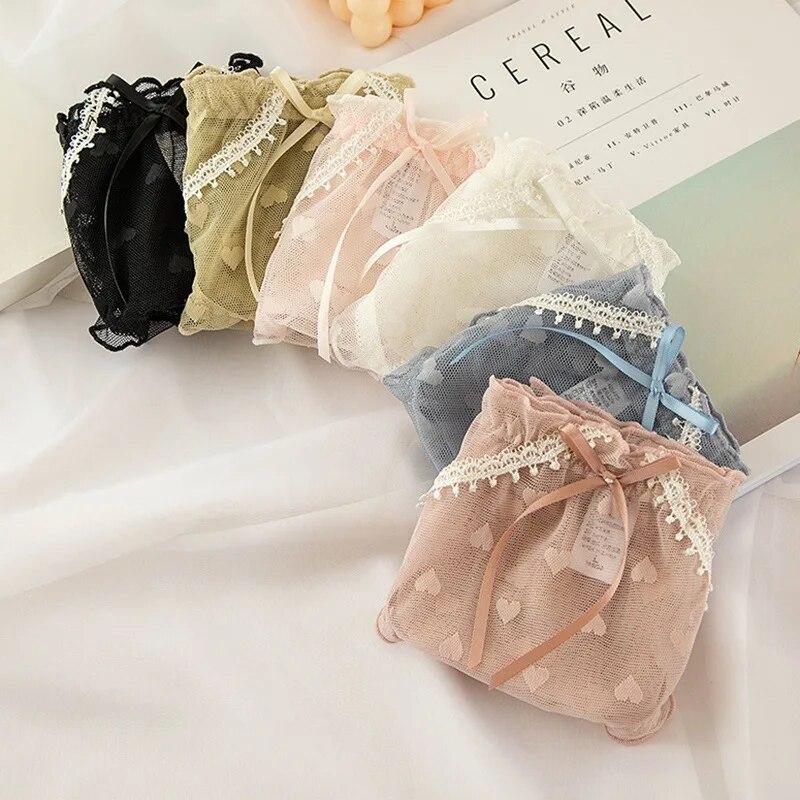 Дышащие кружевные трусы, женское нижнее белье, мягкие трусы со средней талией, женские трусики с полным покрытием
