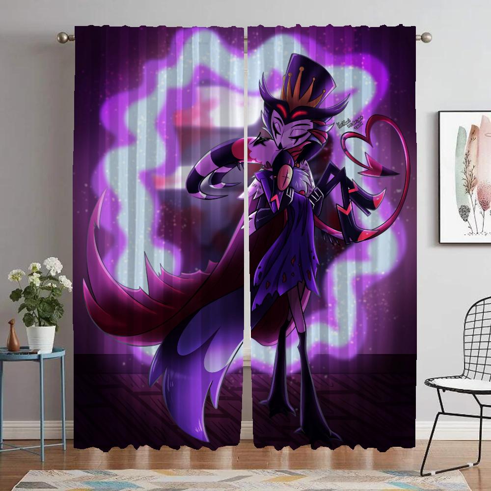 Helluva Boss Современные Шторы для гостиной для камеры, Шторы для домашнего интерьера, 2 шт., Разделительные шторы для Хэллоуина, украшения, детские шторы