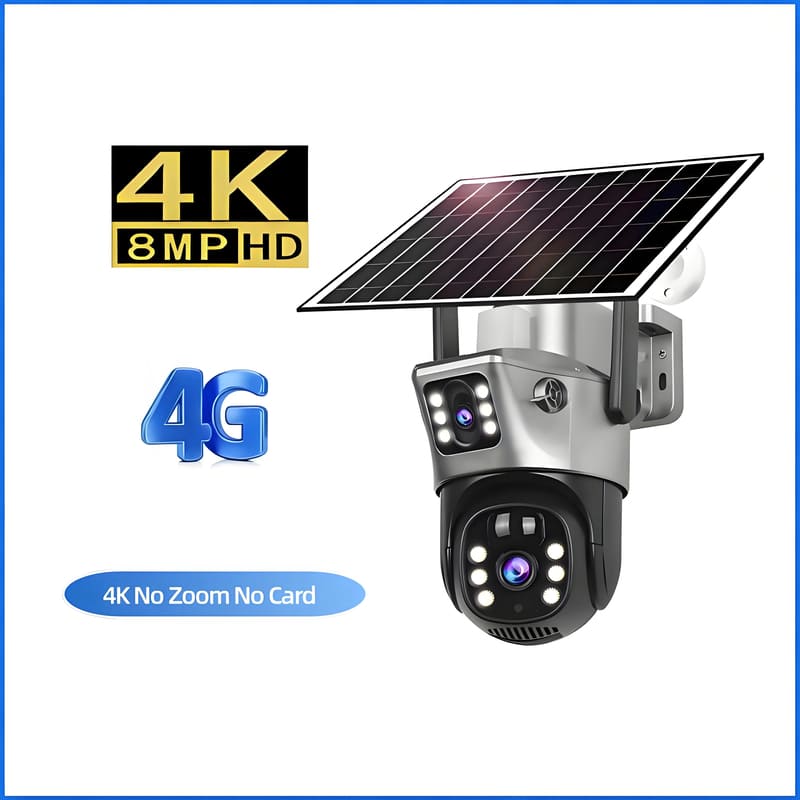 LS VISION 10x Zoom 4G SIM Solar Camera Outdoor 6K 12MP Three Lens HD Night Vision IP Surveillance Camera Security Protection PTZ CCTV Cam
