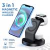 3 в 1 магнитная беспроводная зарядная подставка для iPhone 15 14 13 12 Pro Max iWatch AirPods Station Dock MagSafe Fast Charging Station