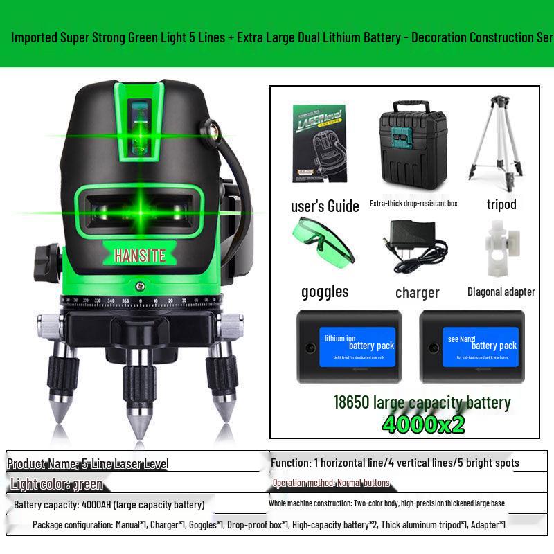 High-Precision Outdoor Laser Projector: Infrared Green & Blue Light, 2/3/5 Lines, Auto-Leveling