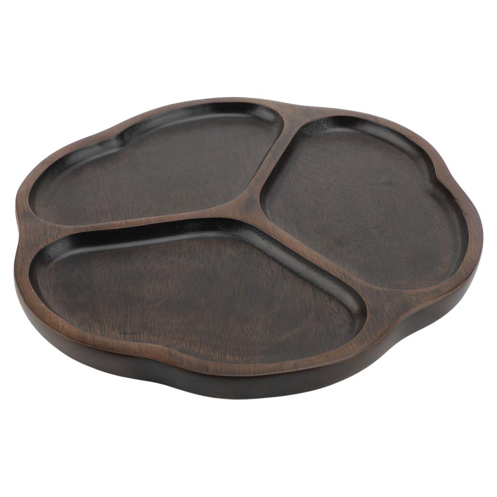 Деревянное блюдо для чипсов и соуса, 3 секции, разделенное сервировочное блюдо, декоративное блюдо для закусок, тарелка для подачи фруктов и закусок для