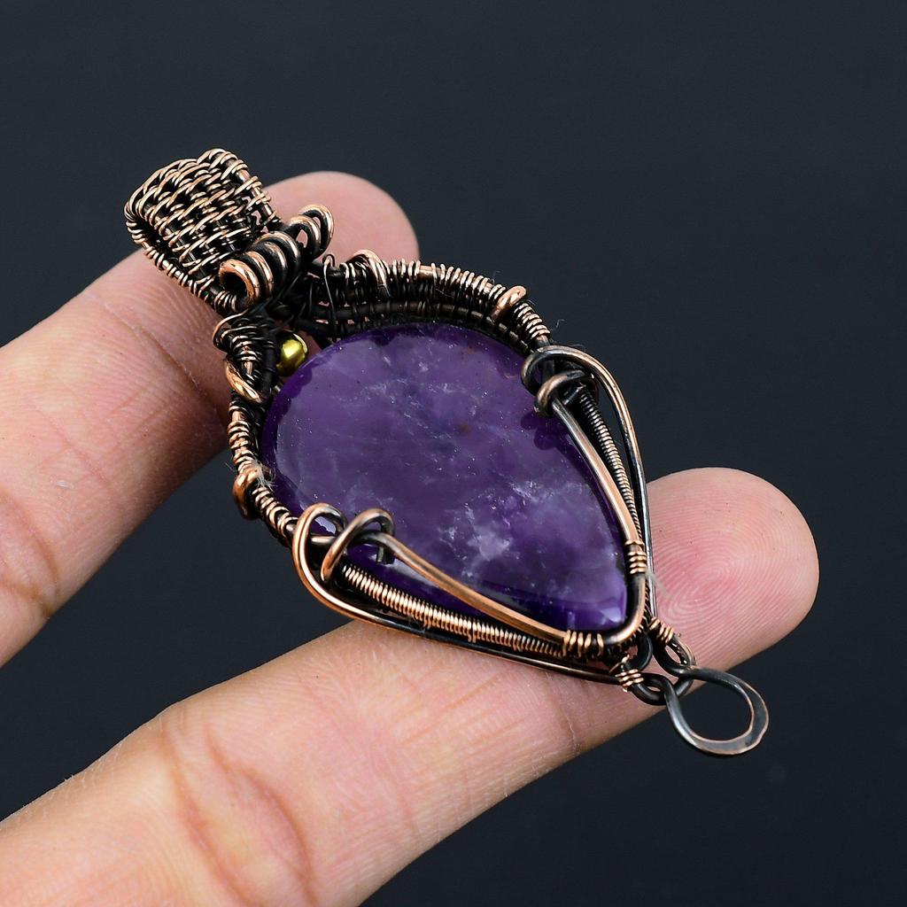 Ювелирные изделия шкентеля аметиста чистой медной проволоки обернутые Хандмаде для подарка