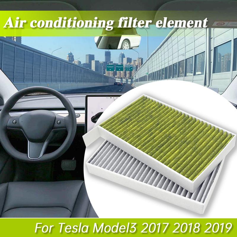 2Pcs 1107681-00-A Car Cabin Air Filter Replacement With Activated Carbon For Tesla Model 3 2017 2018 2019 Air Conditioning Filte
