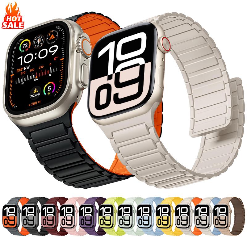 Магнитный силиконовый ремешок для Apple Watch Ultra 3 2 49мм 46мм 42мм 45мм 44мм 40 41мм Ремешок IWatch Series 11 10 9 8 7 6 SE Браслет