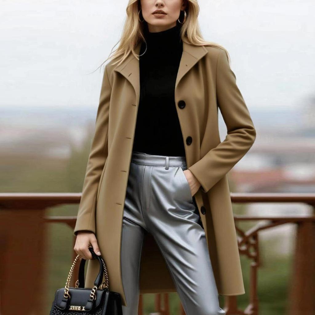 Женские пальто Однобортный тренч Модные А-силуэта Осенне-зимние куртки