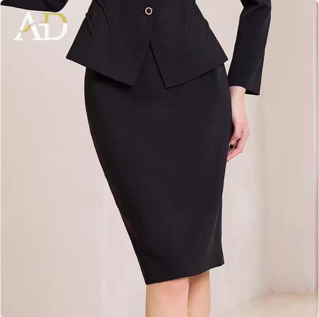 Костюм-двойка в стиле Одри Хепберн с черным квадратным вырезом для женщин - Осенне-зимний формальный комплект с юбкой для французской светской львицы