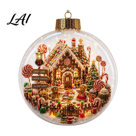 Christmas Gifts for Family Glowing Story Ornament Mini Holiday Scene in Clear Ball with LED Hanging Decorations Light Acrylic Decoration Tree Decor