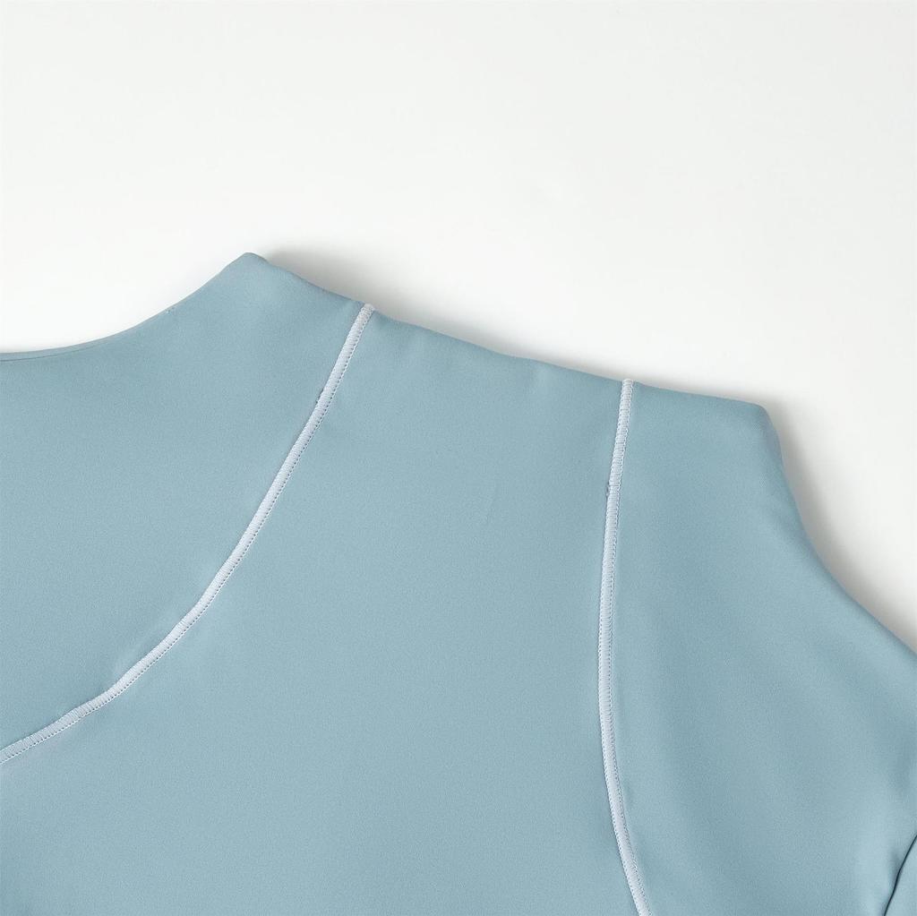 Женский спортивный топ с коротким рукавом, быстросохнущий: Куртка на молнии приталенного кроя для велоспорта, йоги, бега для летнего фитнеса