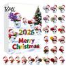 Snowman Hanging Ornaments Advent Calendar, 24Pcs Acrylic 2D Ornament Set Christmas Tree Decorations with Bouquet Flowers, Decor, Holiday Gift for Kids