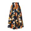 A-line Skirt, Pleated Skirt, Floral Print, Elastic Waist, Midi Skirt