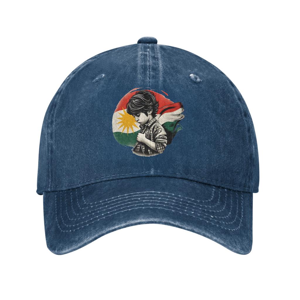 Kurdistan Flag Sun Baseball Cap  Streetwear Men Adult Washed Trucker Hat Sun-Proof Custom  Tennis Skate  Cap Birthday Present