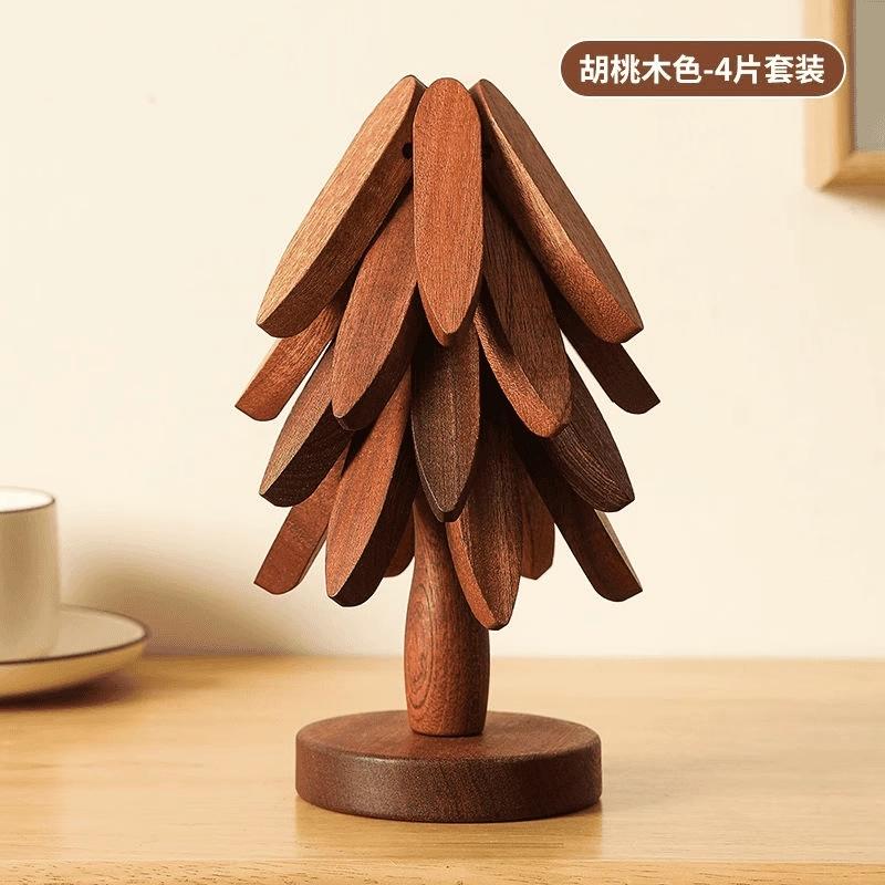 High temperature resistant Christmas tree thermal insulation mat pot mat dining table anti-scalding mat coaster solid wood decorative ornament