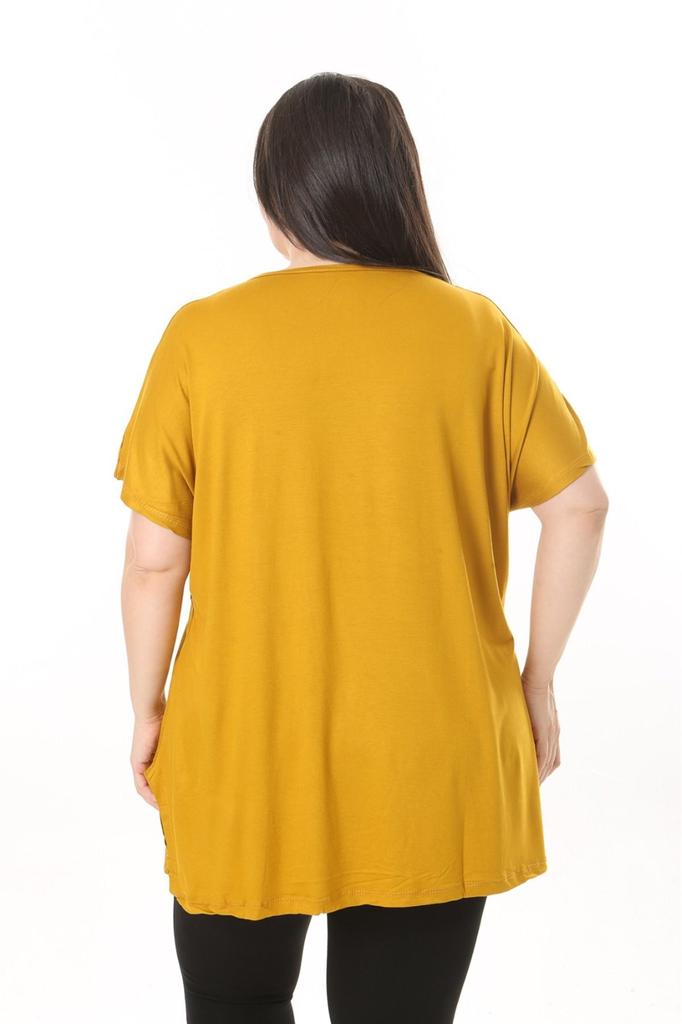 Женская блузка большого размера Одежда больших размеров Желтая блузка с цветочным принтом