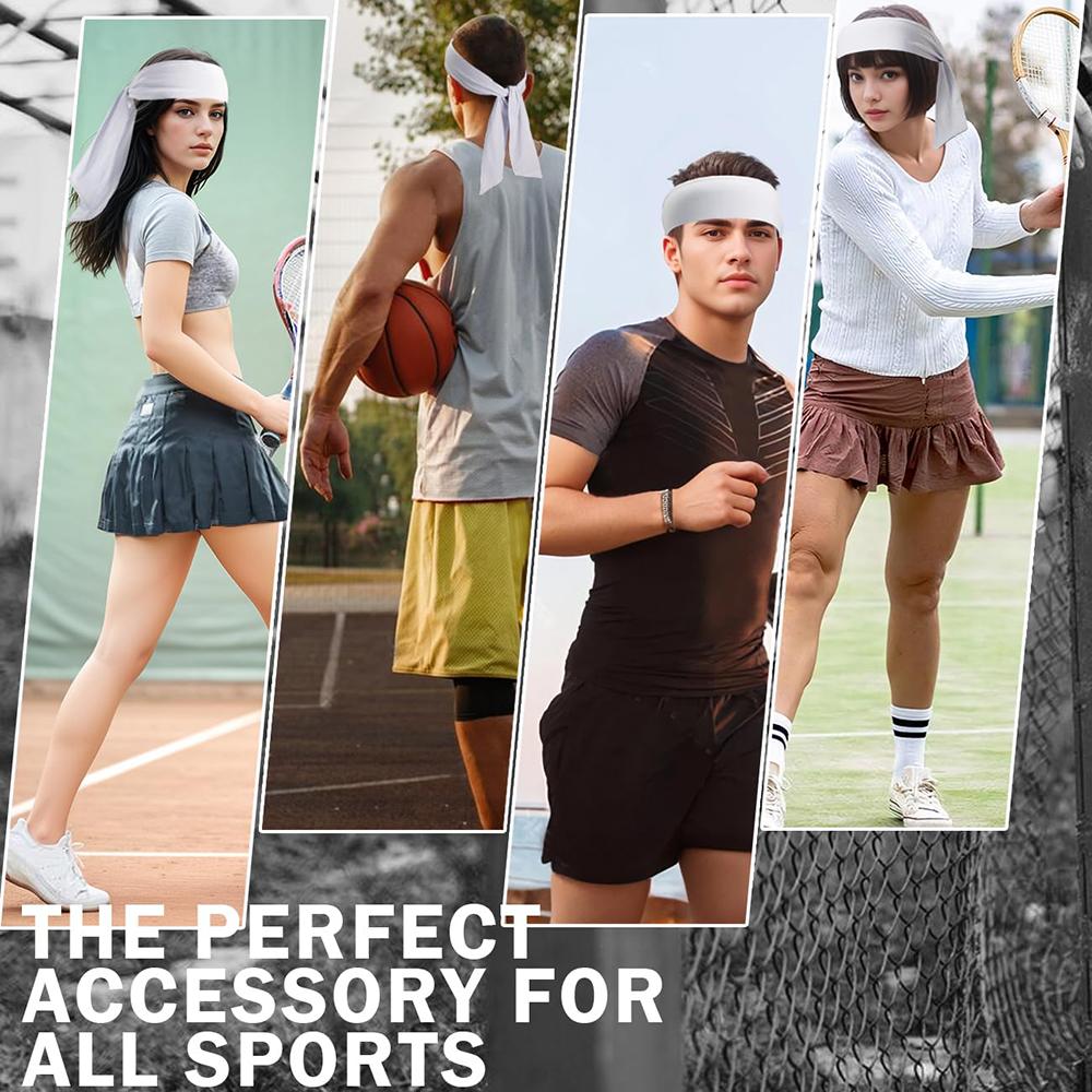 Men Women Adjustable Sports Head Tie, Quick Dry Elastic Sweat Headband, Solid Color Tie Back Headband for Workout Outdoor Team Sports