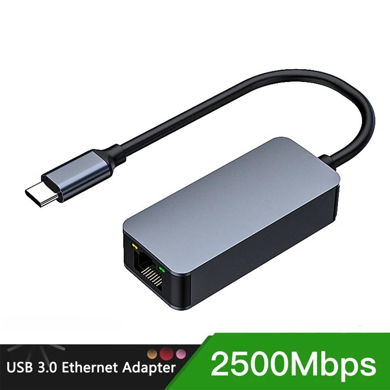 2500 Мбит/с USB 3,0 Type-C Ethernet к RJ45 2,5G USB2.0, проводной адаптер-конвертер, сетевой концентратор для Windows 8,1/10/11 для ПК, ноутбука