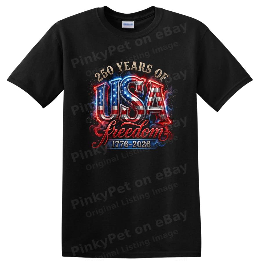 250 Years of USA Freedom 1776-2026 T Shirt Vintage Independence Day Tee
