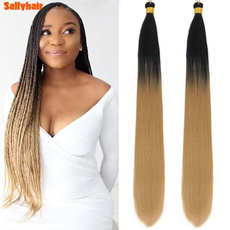 28” Synthetic Bone Straight Braiding Hair Bulk Crochet Braids Hair Pre Stretched Braiding Hair For Box Braids Hair Extensions