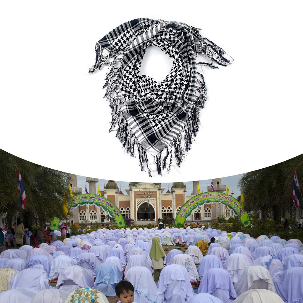 Lightweight Adult Lattice Pattern Shemagh Scarf Multi Purpose Headscarf Adjustable Religious Scarf Outdoor Headwrap