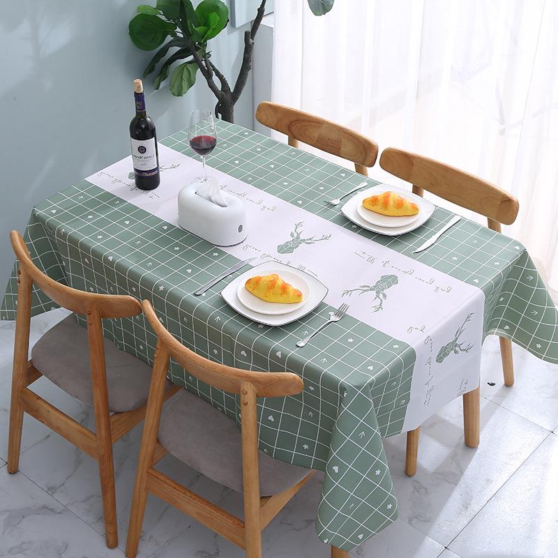 Nordic Style Elk Plaid Coffee Tablecloth – Waterproof, Oil-Proof, Anti-Scald, Easy-Care Table Mat.