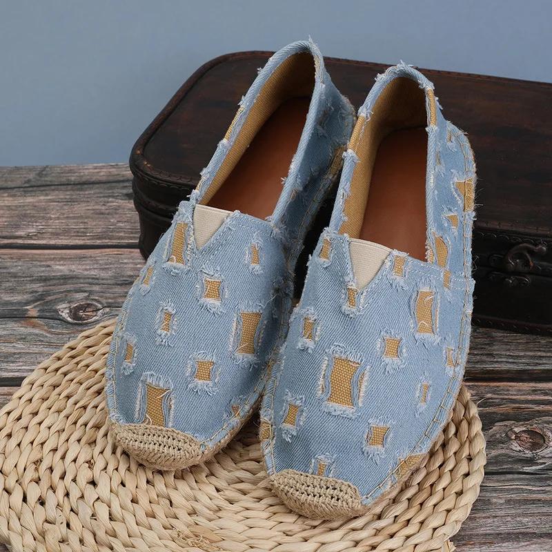 Мужские рваные туфли-лоферы, повседневные туфли без застежек, удобная обувь для ходьбы 2024