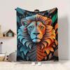 1pc Lion Tiger Print Blanket   Lightweight Flannel Throw Blanket For Sofa, Bed, Living Room, Office, Outdoor Travel, Camping