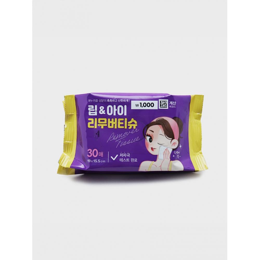 Салфетки для снятия макияжа с глаз Daiso Lip Eye Remover 30 шт.