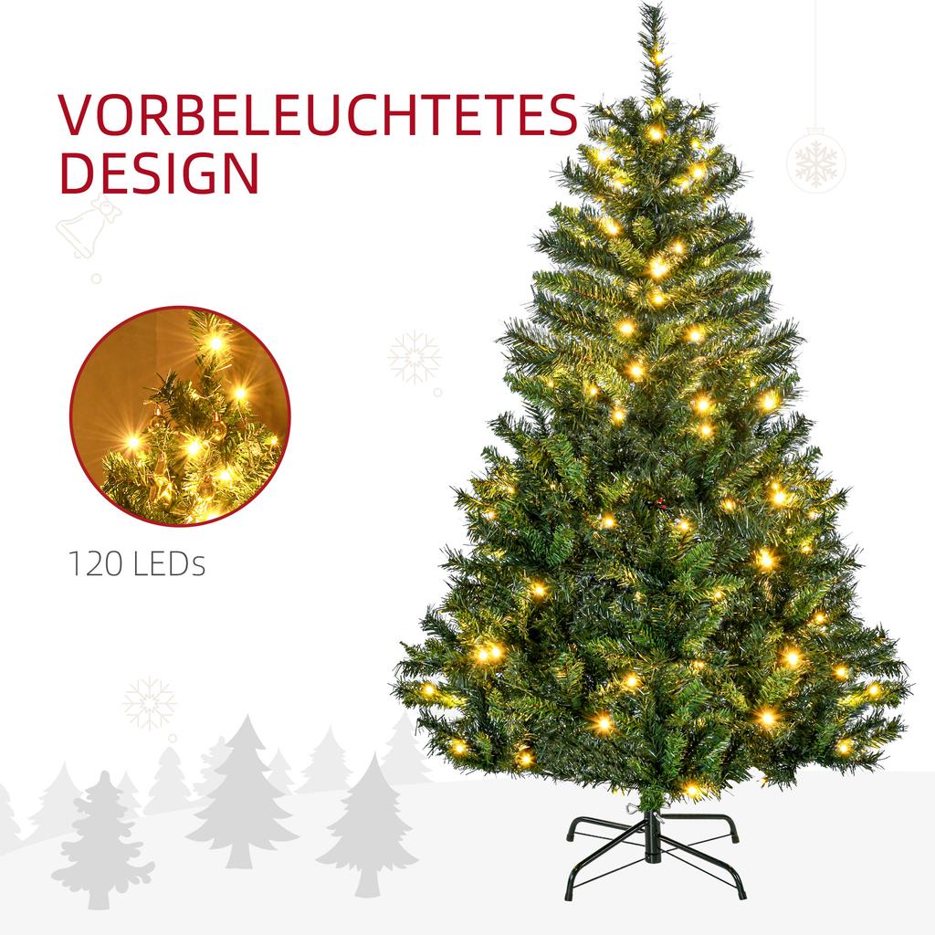 Artificial Christmas tree, including decorations, 95 cm x 95 cm x 150 cm, green