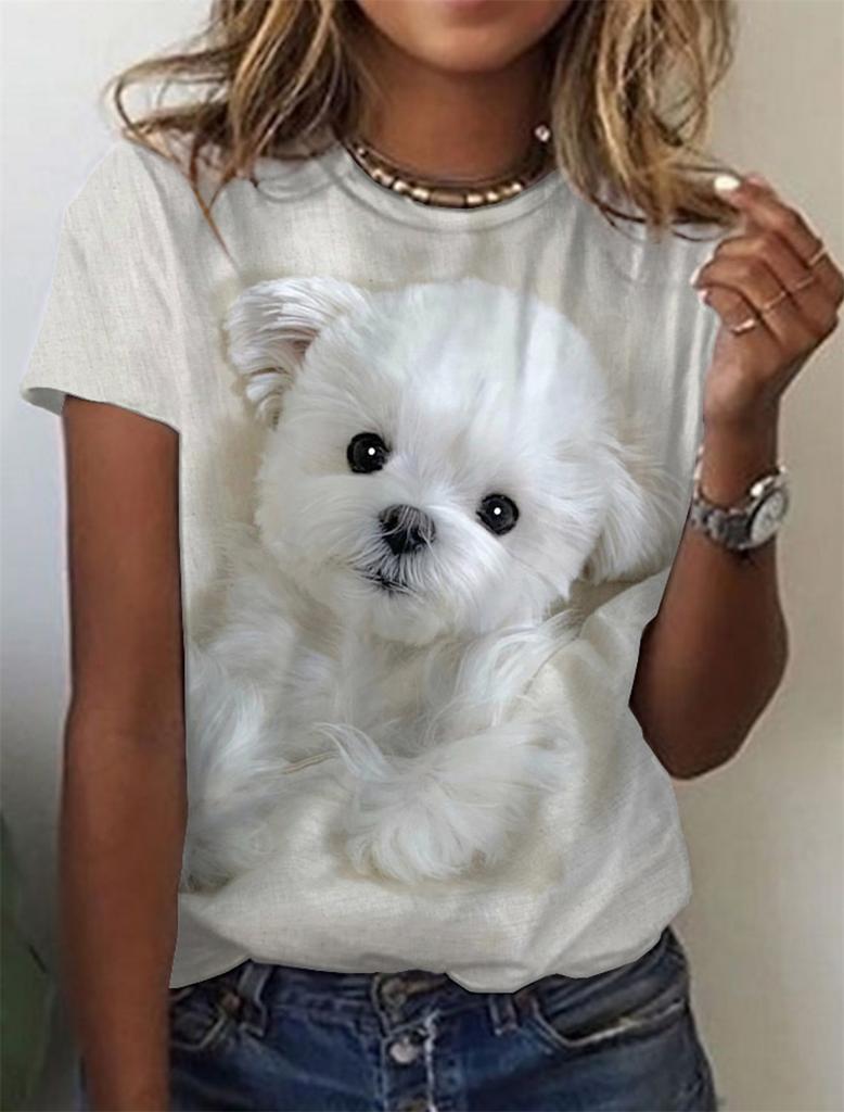 Милые топы с собаками, женская праздничная футболка с надписью «Love Dog Day», модная футболка с животным принтом, женская футболка Kawaii, летняя повседневная одежда с круглым вырезом