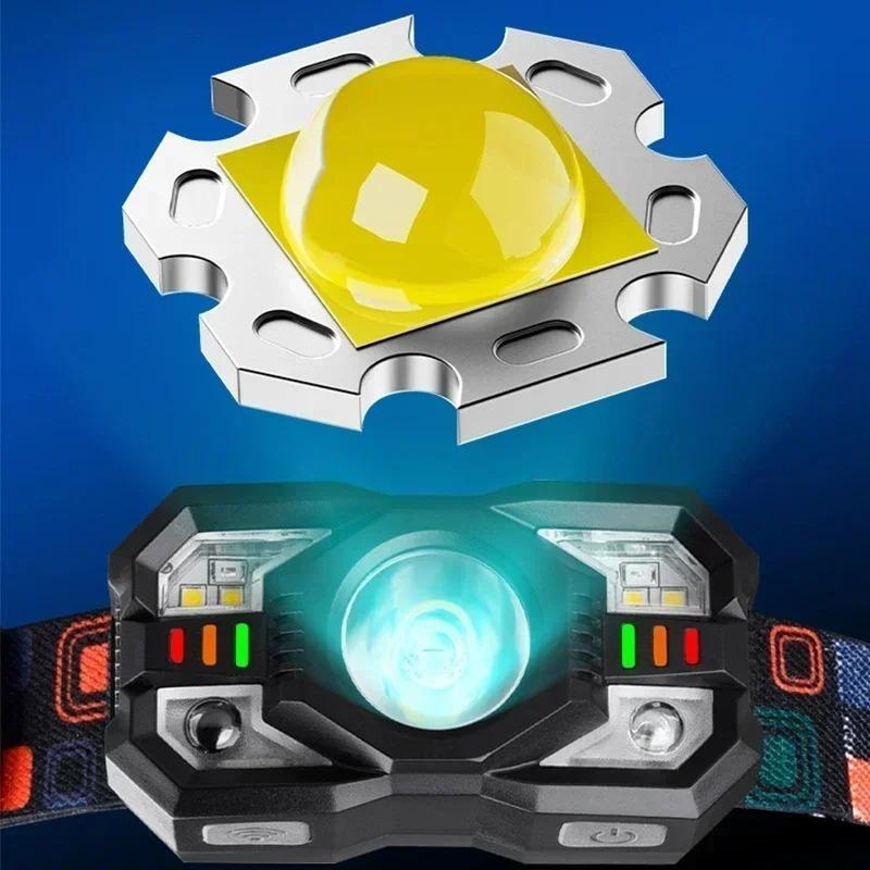 800 мАч Регулируемый светодиодный фонарик Налобный фонарь Перезаряжаемый Супер яркий Налобный фонарь Кемпинг Рыбалка Велоспорт Пеший туризм Налобные фонари с датчиком движения