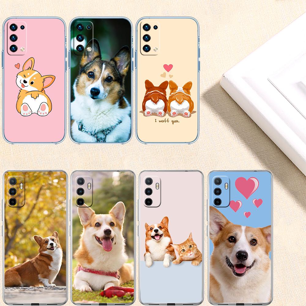 UP23 Cute Corgi dog Transparent Phone Case for Samsung Galaxy A04 A04S A14 A23 A34 A54 M23 M33 M52 M53
