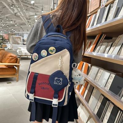 Школьный рюкзак для ученика летний новый большой вместимости для ученика средней школы студенческий стиль контрастный цветной рюкзак