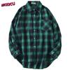 Рубашка в клетку в стиле Харадзюку, весна-осень, рубашка на пуговицах в корейском стиле с длинными рукавами, повседневный топ в стиле бойфренда, нерегулярный топ