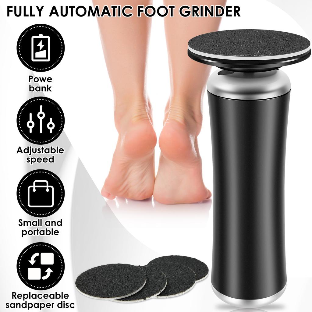 Электрическая пилка для удаления мозолей на ногах, перезаряжаемый инструмент для педикюра, регулируемая пилка для стоп, портативное средство для удаления мозолей со сменной наждачной бумагой