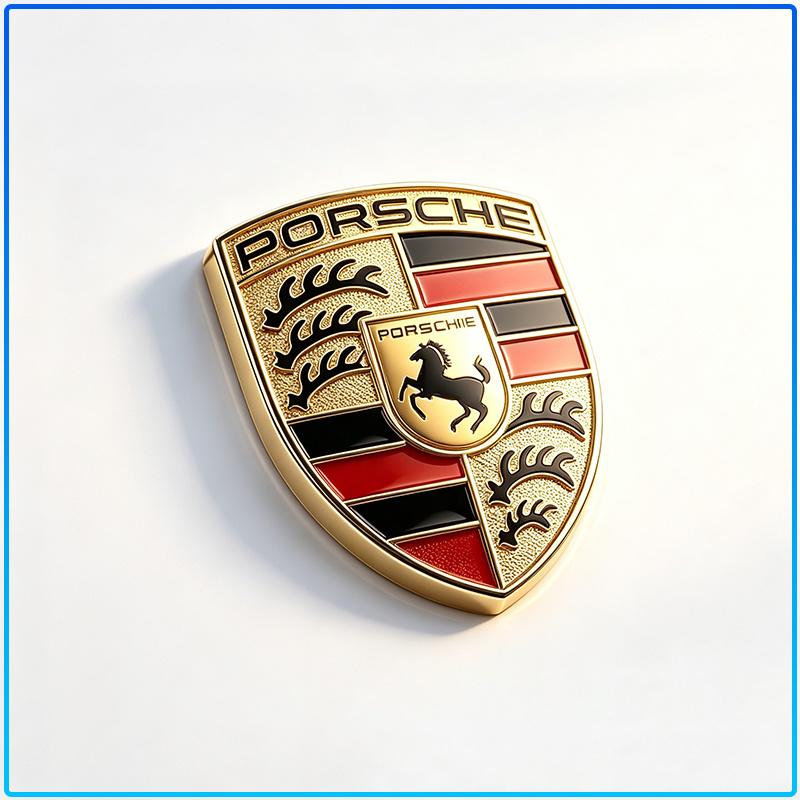 1 шт. Металлическая текстура Значок-щит Porsche Водонепроницаемая, устойчивая к выцветанию Декоративная наклейка Подходит для всех Porsche Седан, Внедорожник, Спортивный автомобиль Модификация интерьера