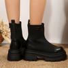 Модные женские ботильоны на платформе с эластичным носком на плоской подошве из кожи, модная женская обувь 2024 года, трендовые ботинки «Челси», зимние новые зимние ботинки Mujer Botas