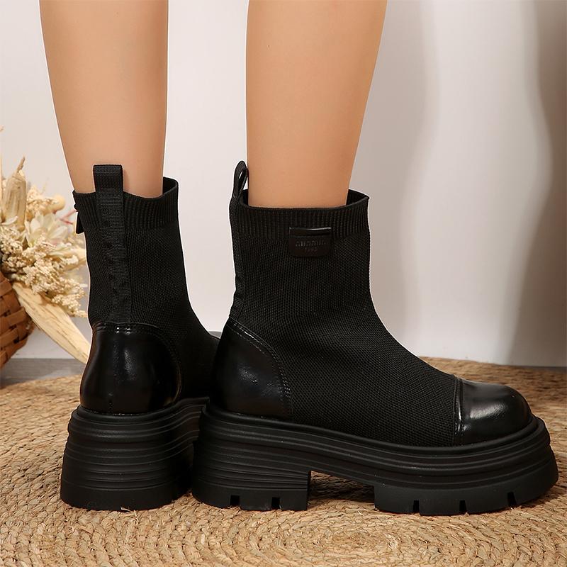 Модные женские ботильоны на платформе с эластичным носком на плоской подошве из кожи, модная женская обувь 2024 года, трендовые ботинки «Челси», зимние новые зимние ботинки Mujer Botas