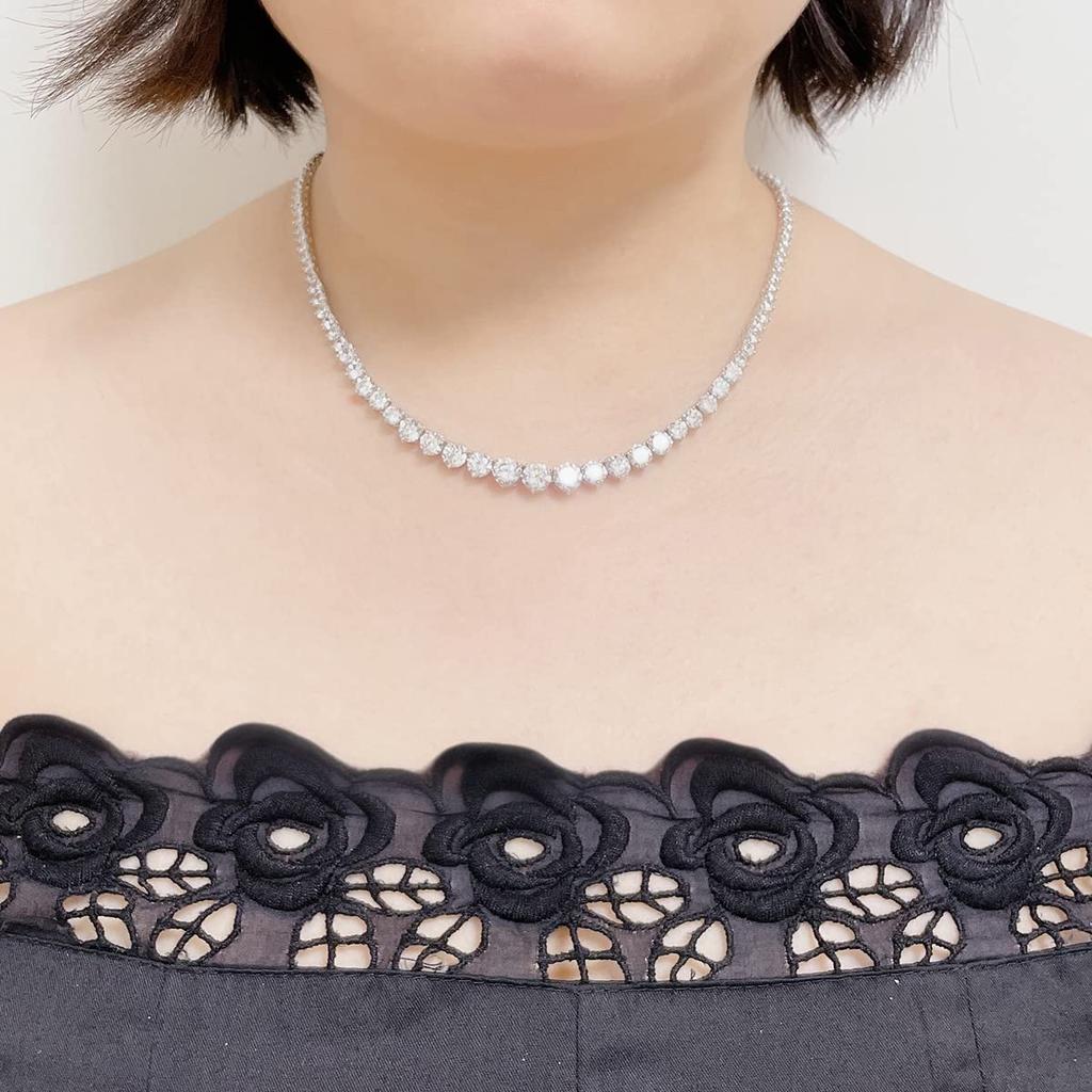 Теннисная цепочка с фианитами Fancy Cut, покрытие платиной, ожерелье на ключицы, свадебные украшения, классическое серебро [LAVINA], женское