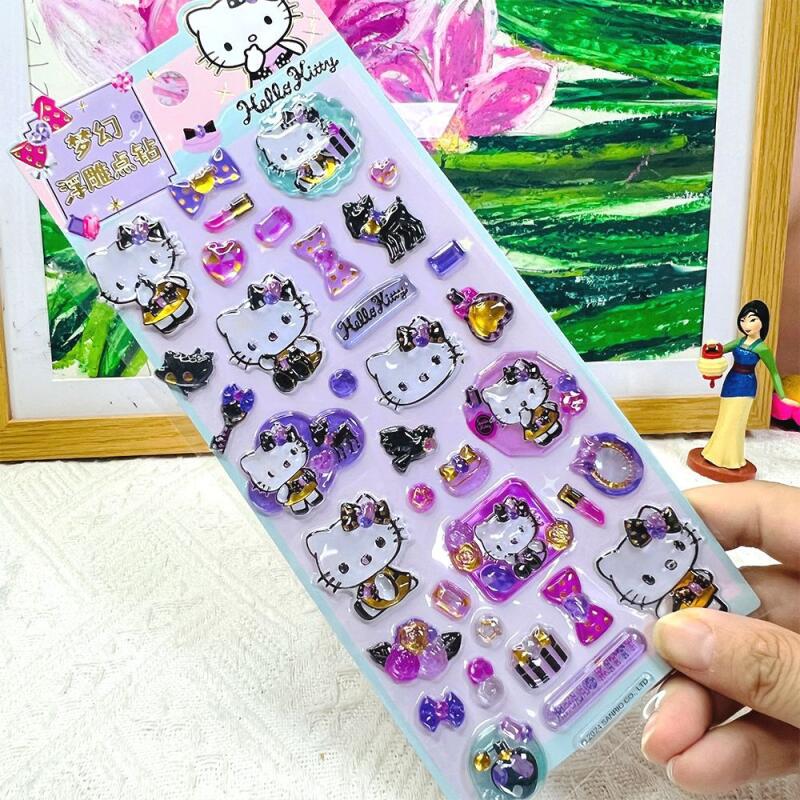 Кавайные наклейки Sanrio HelloKitty 3D тисненые Наклейки для DIY чехла для мобильного телефона Наклейки для студенческой канцелярии Наклейки для личного дневника