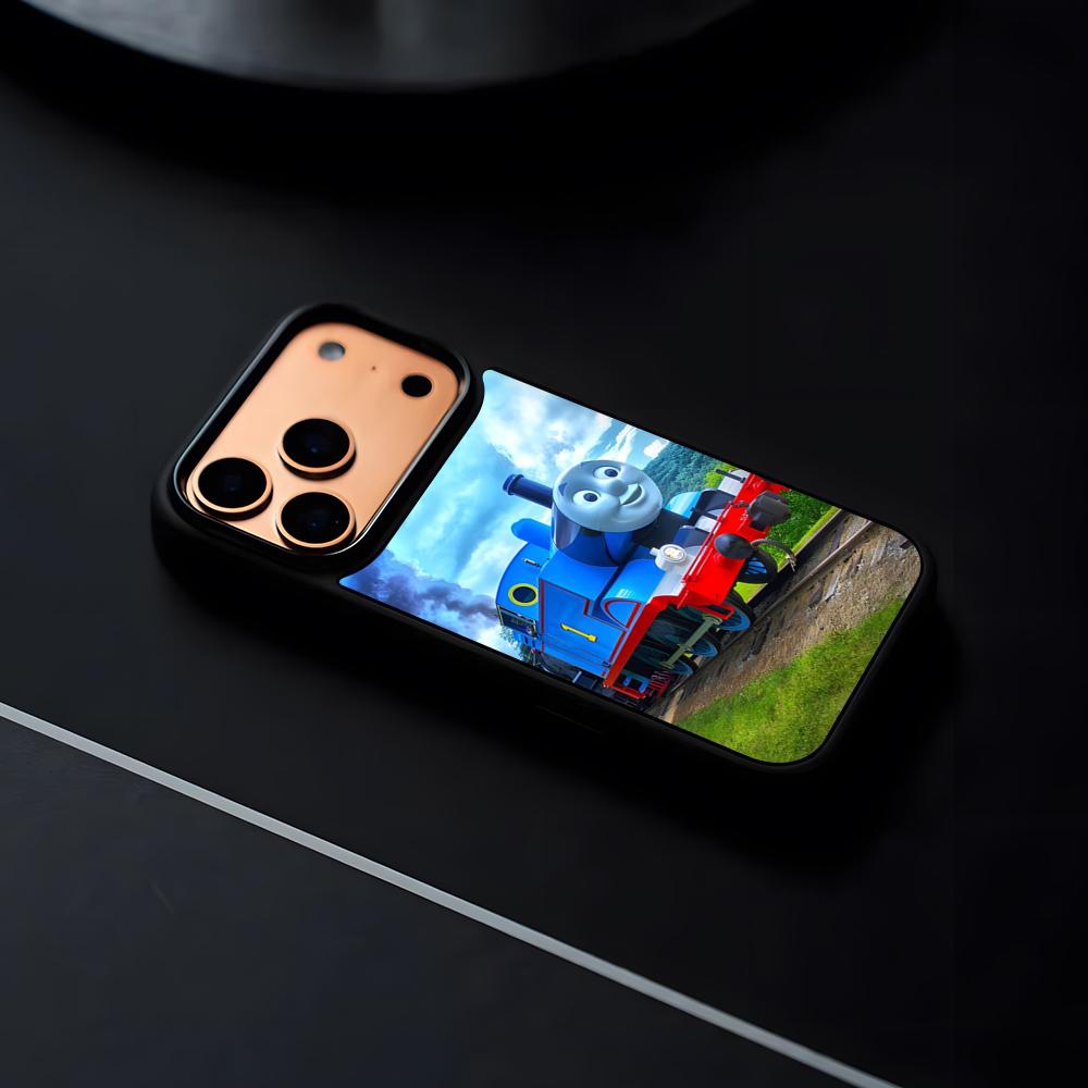 Cartoon Thomas The Tank Engine Phone Case For IPhone 17 16 15 14 13 12 Pro Max Plus Black Frame Hard Shell