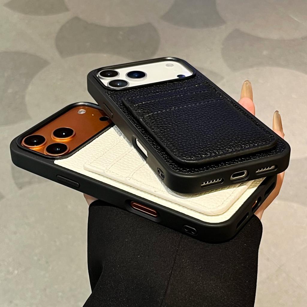 Кошелек с держателем для двух карт, противоударный чехол для iPhone 17 Air 16 15 14 13 12 11 Pro Max Plus, бампер с узором из кожи личи