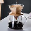 Nordic Glass Coffee Dripper with Wooden Stand | Reusable Pour Over Coffee Maker with Filter