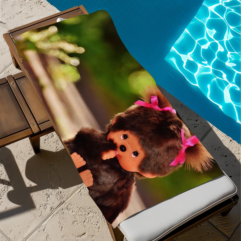Мультяшный M-Monchhichi-S Полотенце Пляжное Ванное Быстросохнущее Легкое Портативное Сауна Кемпинг Бассейн Путешествие