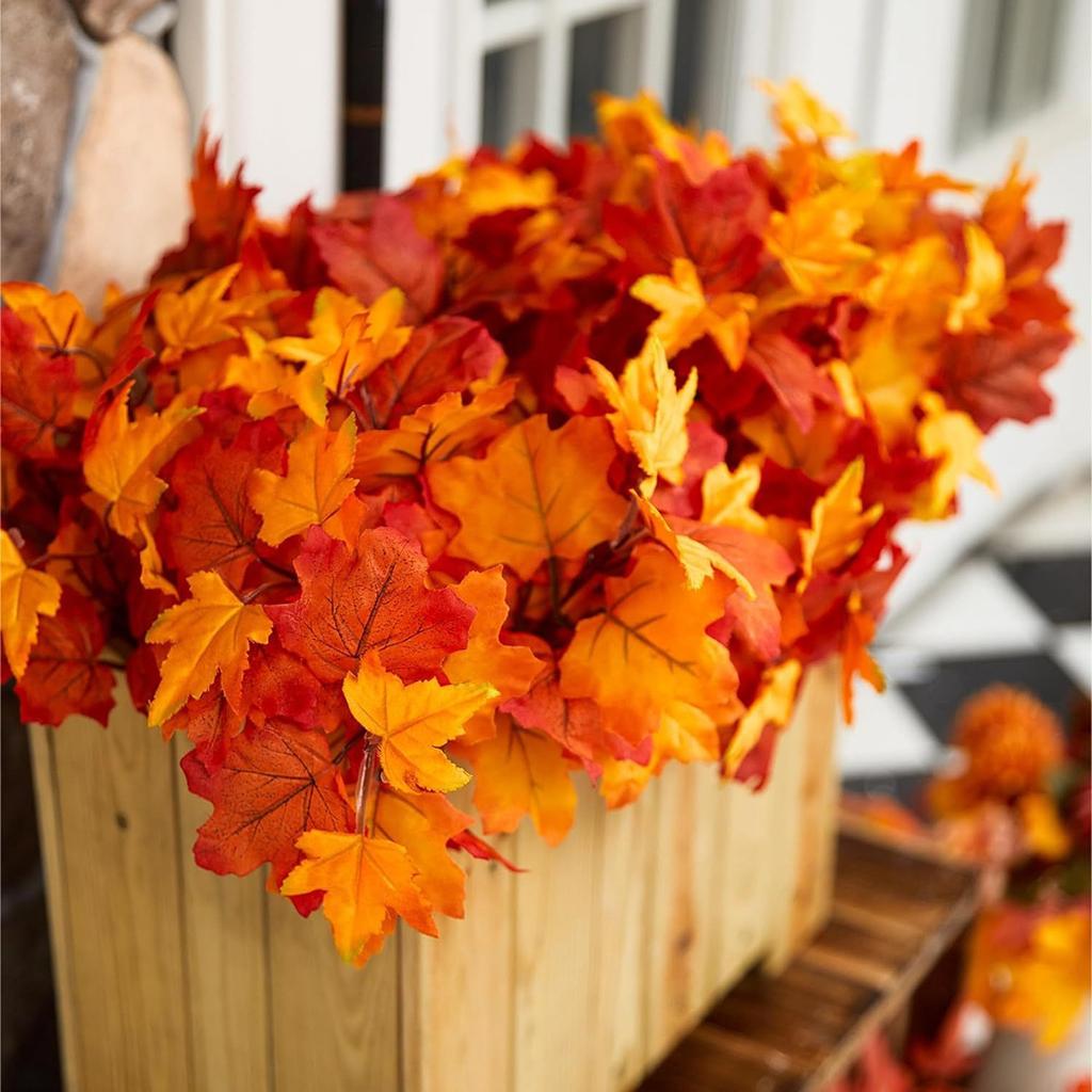 29cm Artificial Maple Leaves Branches Fake Fall Leaves Picks With Stems Plants Table Centerpiece Thanksgiving Artificial Flowers