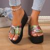 High Quality Women's High Heel Slippers Fashion Print Platform Sandals Outdoor Beach Wedges Shoes Casual Summer Slippers Women