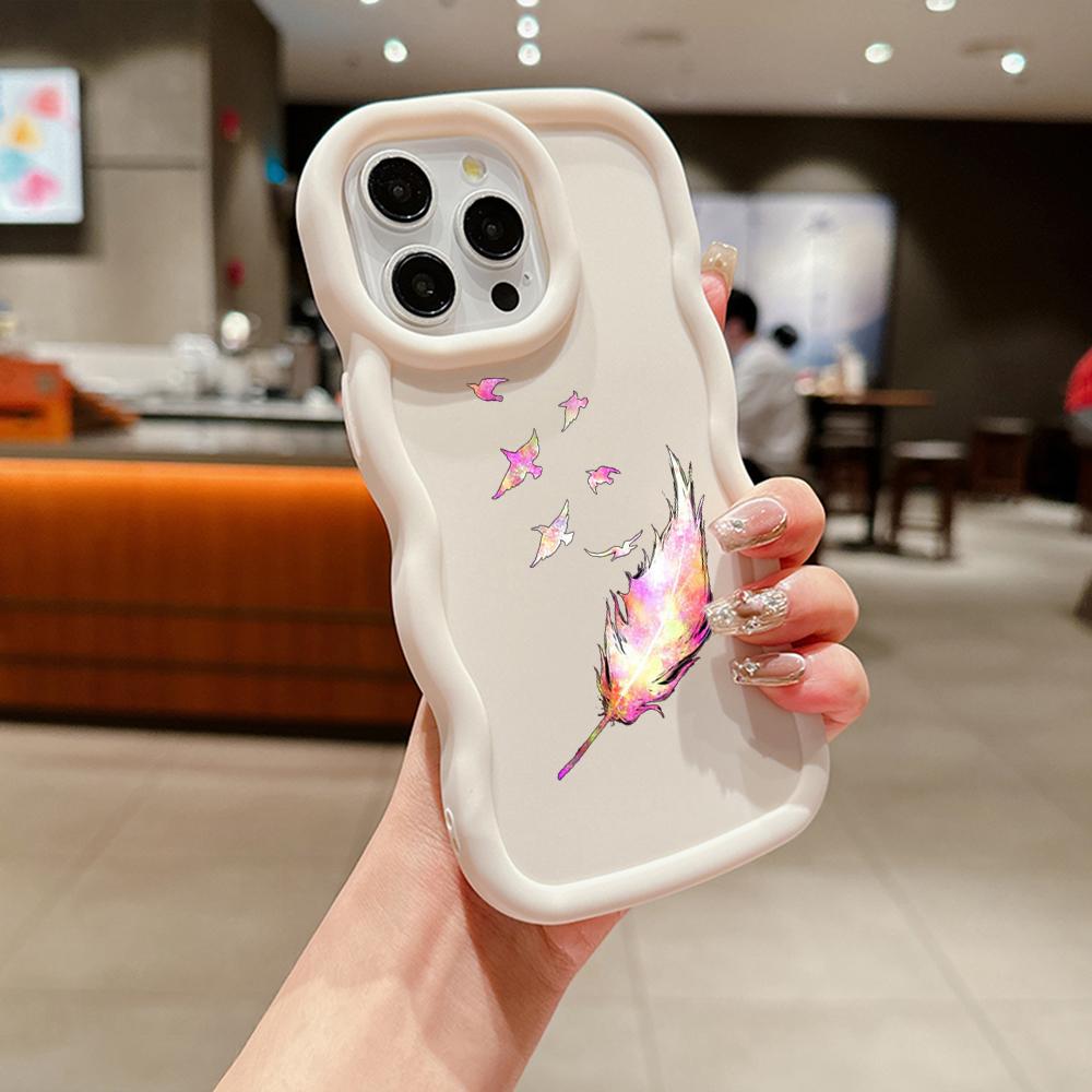 Чехлы для телефонов N76 Butterfly Macaron Wavy Edge для iPhone 16 Pro Max Samsung S24 Plus S23 Ultra A35 A54 A55 Xiaomi Redmi Note 13, противоударный чехол