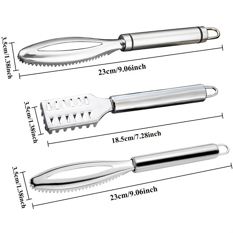 3-Piece Stainless Steel Fish Scale Remover Set, Multifunctional Fish Scale Cleaning Brush and Scraping Tool for Quick Scaling