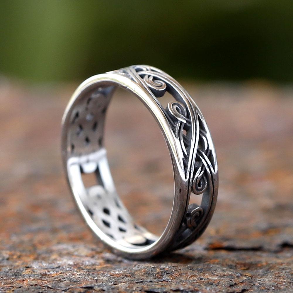 Vintage Celtic Knot Stainless Steel Viking Rings Fashion Openwork Nordic Ring For Men Biker Amulet Jewelry Gift